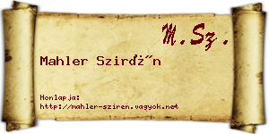Mahler Szirén névjegykártya
